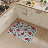 Festive Red Poinsettia Holly Leaf Area Rug