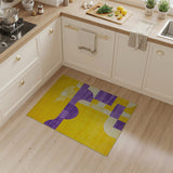 Vibrant Yellow Purple Geometric Area Rug