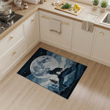 Howling Wolf Full Moon Mountain Area Rug