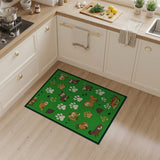 Whimsical Foxes Paw Prints Green Area Rug