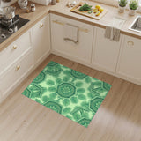 Green Geometric Palm Leaf Area Rug