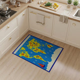 Retro Pixel World Map Rug with Periodic Elements