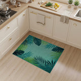 Green Teal Palm Leaf Coastal Area Rug