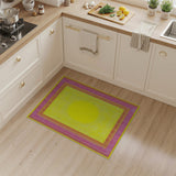 Vibrant Yellow Circle Geometric Area Rug with Pink Orange Borders