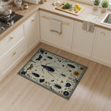 Vintage Gold-Framed Insect Floral Area Rug