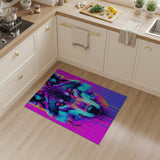 Neon Galaxy Wolf Head Area Rug
