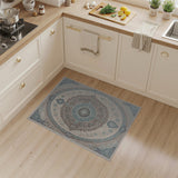 Cream Blue Teal Persian Medallion Area Rug