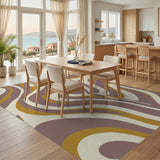 Abstract Swirl Purple and Gold Area Rug