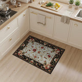 Red Floral Oriental Area Rug with Black Border