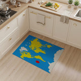 Pixelated World Map Area Rug with Red Explorer Dot