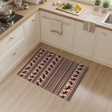 Red Deer Silhouette Tribal Pattern Rug