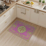 Pink Mandala Persian Area Rug with Gold Borders