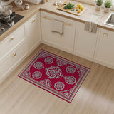 Red Traditional Persian Rug with White Floral Motifs