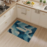 Abstract Surfboard Blue Wave Area Rug