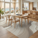 Beige Wavy Abstract No. 5 Area Rug