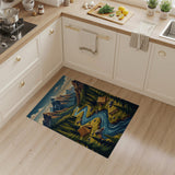 ODIKA Mountain Landscape Washable Rug, Low Pile Non-Slip Nature Camping Area Rug
