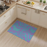 Wavy Purple Teal Abstract Area Rug