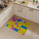 Vibrant Yellow-Pink-Blue Geometric Tile Rug