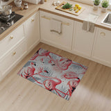 Pink Flamingo Palm Leaf Coastal Rug