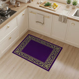 Regal Purple Area Rug with Golden Ornate Border