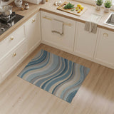 Abstract Area Wavy Blue Teal Abstract Area Rug