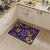 Floral Vintage Purple Hibiscus Floral Area Rug