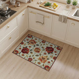 Vintage Red Floral Cream Area Rug