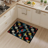 Retro Colorful Vinyl Records Washable Area Rug - Low Pile & Non-Slip