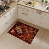 Majestic Red Dragon Oriental Area Rug
