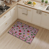 Playful Strawberry Fruit Pattern Pink Rug