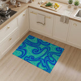 Abstract Area Teal Blue Swirl Abstract Area Rug