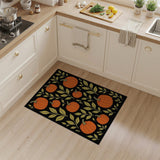 Orange Pumpkin Gold Leaf Black Area Rug