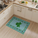 Playful Green Frog Cartoon Area Rug
