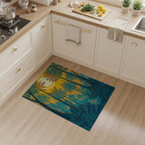 Teal Palm Grove Sunset Area Rug
