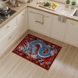 Majestic Blue Dragon Red Oriental Area Rug