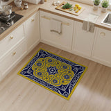 Yellow Persian Area Rug with Navy Blue Border