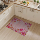 Blush Pink Peony Blossom Border Rug