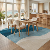Abstract Area Blue and Teal Layered Blue Waves Abstract Area Rug