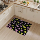 Playful Pink Yellow Dog Paws Bones Area Rug