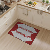 Red Stitched Baseball Area Rug