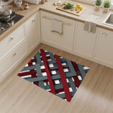 Red and Grey Lattice Woven Area Rug