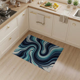 Blue and Teal Abstract Area Swirling Teal Waves Abstract Area Rug