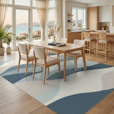 Wavy Blue Teal Abstract No. 3 Area Rug
