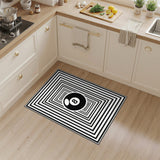 Black White 8-Ball Geometric Area Rug