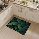 Floral Vintage Lush Green Palm Leaf Area Rug