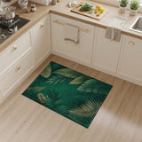 Floral Vintage Emerald Green Gold Palm Leaf Area Rug