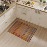Vibrant Geometric Striped Area Rug in Orange Red Tones
