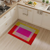 Vibrant Red Pink Yellow Geometric Area Rug