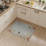 Blush Pink Peony Butterfly Floral Rug