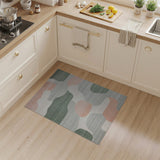 ODIKA Modern Abstract Washable Rug - Low Pile Sage & Peach Non-Slip Area Rug